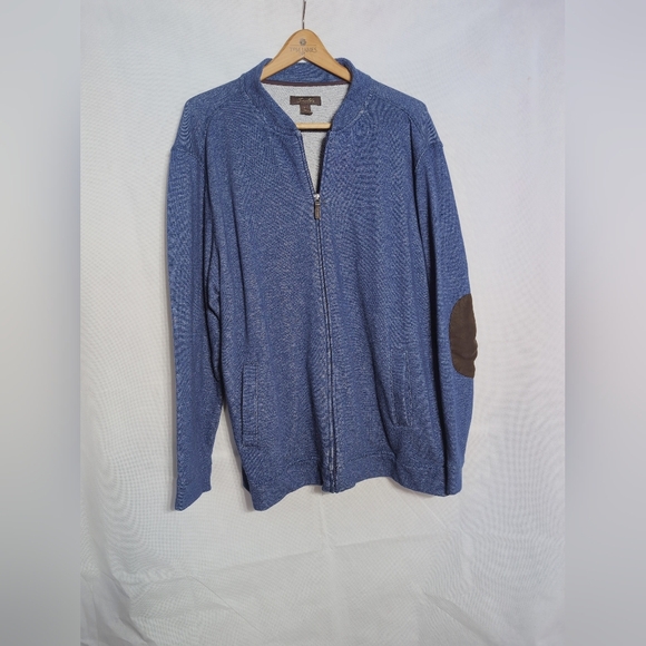 Men's Blue Zip-Up Sweater - Picture 2 of 6